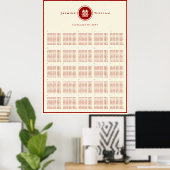 Rode Dubbele Geluk Chinese Trouw Stoelen Chart Poster (Thuiskantoor)