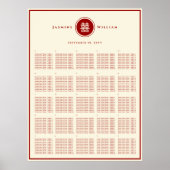 Rode Dubbele Geluk Chinese Trouw Stoelen Chart Poster (Voorkant)
