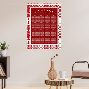 Rode Dubbele Geluk Chinese Trouw Stoelen Chart Poster