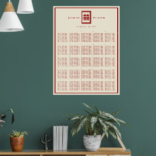 Rode Dubbele Geluk Chinese Trouwstoelindeling Graf Poster