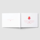 Rode dubbele geluk florale moderne Chinese bruilof Gastenboek (Volledig)