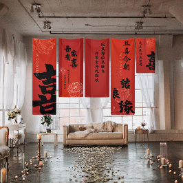 Rode dubbele geluksbanners voor Chinese bruiloft s Spandoek