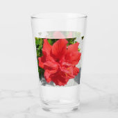 Rode Dubbele Hibiscus Bloem Glas (Achterkant)
