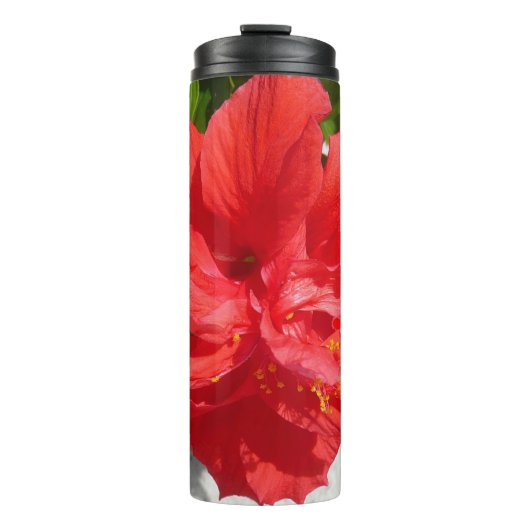 Rode Dubbele Hibiscus Bloem Thermosbeker (Voorkant)