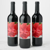 Rode Dubbele Hibiscus Bloem Wijn Etiket (Flessen)