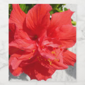Rode Dubbele Hibiscus Bloem Wijn Etiket (Enkel label)
