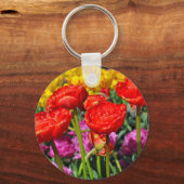 Rode dubbele tulpen sleutelhanger (Voorkant)
