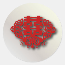 Rode dubbele vreugde Chinese bruiloft Ronde Sticker