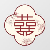 Rode Dubbele Xi Bloem Chinese Bruiloft Raamsticker (Vel)