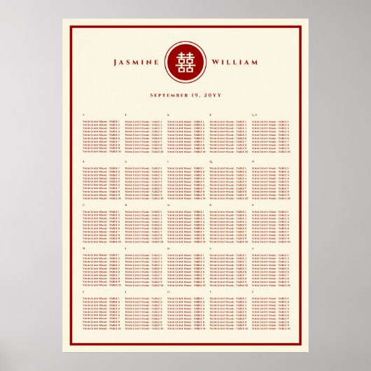 Rode dubbelgelukszoekende Chinese bruiloft Poster (Voorkant)