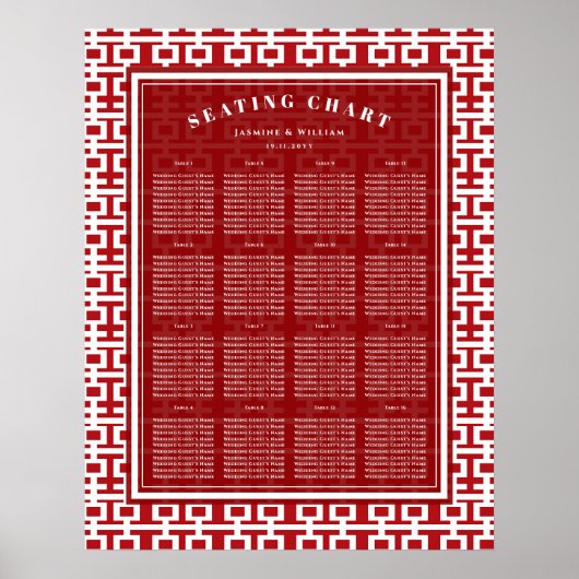 Rode dubbelgelukszoekende Chinese bruiloft Poster (Voorkant)