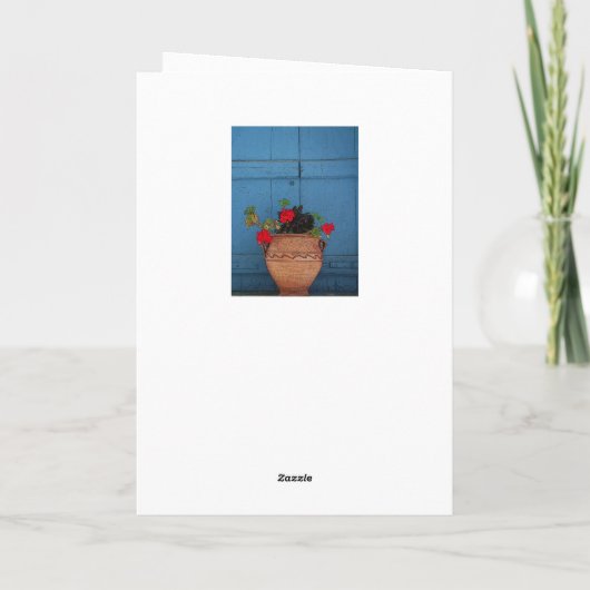 RODE DUITSE IN TERRACOTTA POT/DENKEN VAN U KAART (Achterkant)