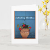 RODE DUITSE IN TERRACOTTA POT/DENKEN VAN U KAART (Gele Bloem)