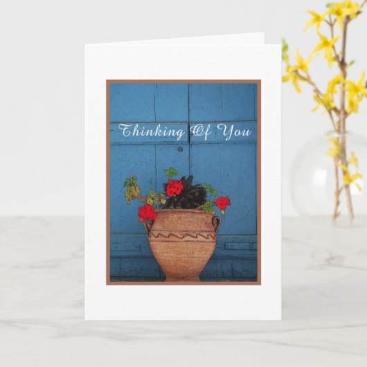 RODE DUITSE IN TERRACOTTA POT/DENKEN VAN U KAART (Gele Bloem)