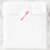 Rode duivel drietand ronde sticker (Tas)