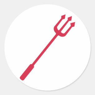 Rode duivel drietand ronde sticker