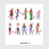 Rode duivel meisje sticker blad (Vel)