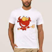 Rode Duivel met een hooivork Mannen T-shirt (Voorkant)