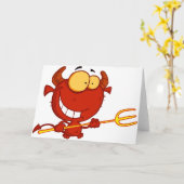 Rode Duivel met een hooivork Wenskaarten Kaart (Gele Bloem)