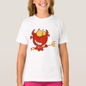 Rode Duivel met een Pitchfork Meisjes T-shirt (Voorkant)