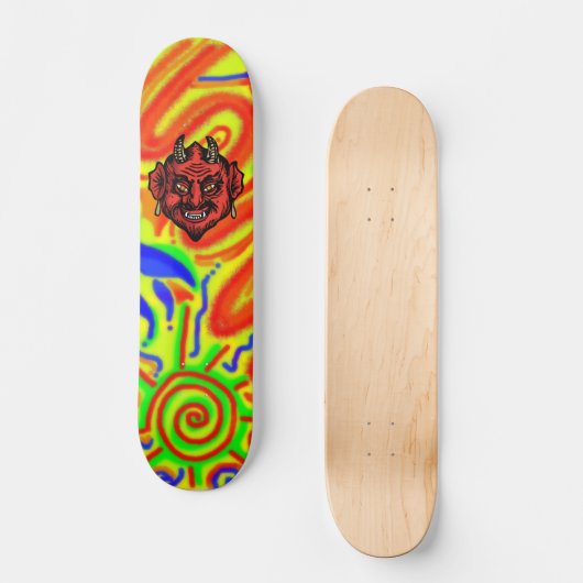 Rode duivel met horens skateboard (Voorkant)