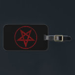 Rode Duivel Pentagram Bagagelabel<br><div class="desc">Rood,  omgekeerd,  gestructureerd pentagram in cirkel,  op zwarte achtergrond. Occult symbool. 666</div>