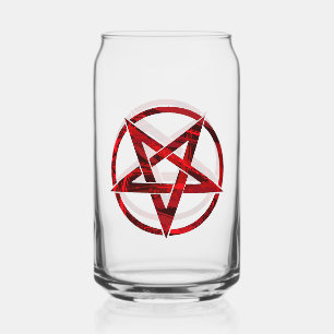 Rode Duivel Pentagram Blikvorm Glas