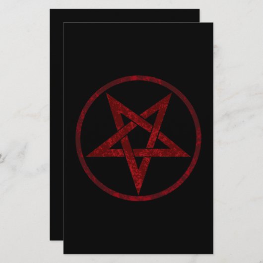 Rode Duivel Pentagram Briefpapier (Voorkant / Achterkant)