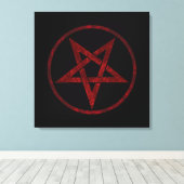 Rode Duivel Pentagram Canvas Afdruk (Insitu (Houten vloer))