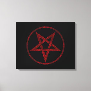 Rode Duivel Pentagram Canvas Afdruk