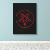 Rode Duivel Pentagram Canvas Afdruk (Insitu (Houten vloer))