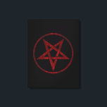 Rode Duivel Pentagram Canvas Afdruk<br><div class="desc">Rood,  omgekeerd,  gestructureerd pentagram in cirkel,  op zwarte achtergrond. Occult symbool. 666</div>