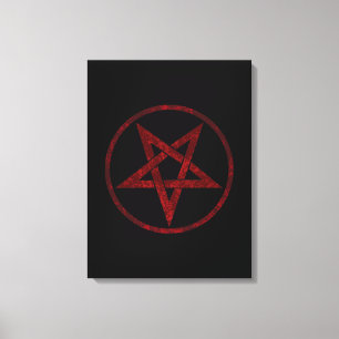 Rode Duivel Pentagram Canvas Afdruk