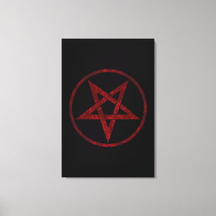 Rode Duivel Pentagram Canvas Afdruk