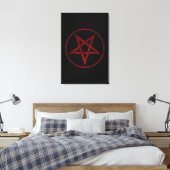 Rode Duivel Pentagram Canvas Afdruk (Insitu (Slaapkamer))