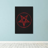 Rode Duivel Pentagram Canvas Afdruk (Insitu (Houten vloer))