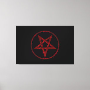 Rode Duivel Pentagram Canvas Afdruk