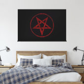Rode Duivel Pentagram Canvas Afdruk (Insitu (Slaapkamer))