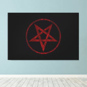 Rode Duivel Pentagram Canvas Afdruk (Insitu (Houten vloer))