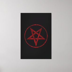 Rode Duivel Pentagram Canvas Afdruk