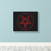 Rode Duivel Pentagram Canvas Afdruk (Insitu (Houten vloer))