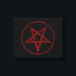 Rode Duivel Pentagram Canvas Afdruk<br><div class="desc">Rood, omgekeerd, gestructureerd pentagram in cirkel, op zwarte achtergrond. Occult symbool. 666</div>