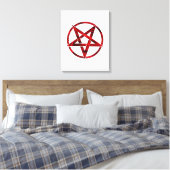 Rode Duivel Pentagram Canvas Afdruk (Insitu (Slaapkamer))