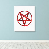 Rode Duivel Pentagram Canvas Afdruk (Insitu (Houten vloer))