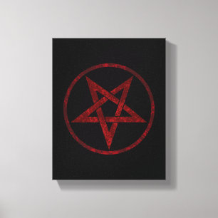 Rode Duivel Pentagram Canvas Afdruk
