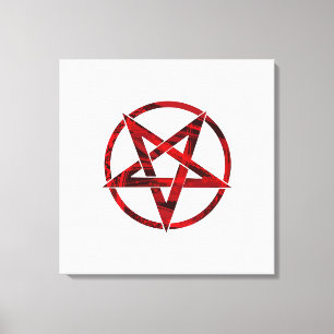 Rode Duivel Pentagram Canvas Afdruk