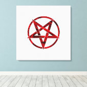 Rode Duivel Pentagram Canvas Afdruk (Insitu (Houten vloer))