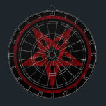 Rode Duivel Pentagram Dartbord<br><div class="desc">Rood,  omgekeerd,  gestructureerd pentagram in cirkel,  op zwarte achtergrond. Occult symbool. 666</div>