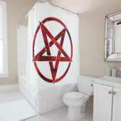 Rode Duivel Pentagram Douchegordijn (In situ)