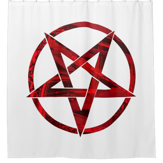 Rode Duivel Pentagram Douchegordijn (Voorkant)